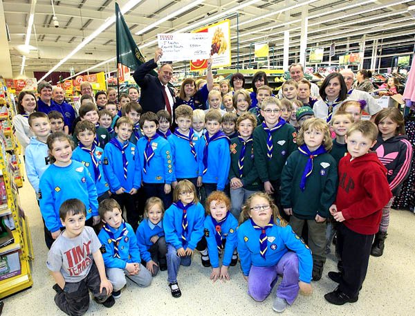 Scouts Cheque out With £500 from Tesco