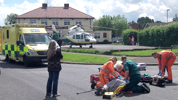 Air Ambulance Attends Injured Pedestrian