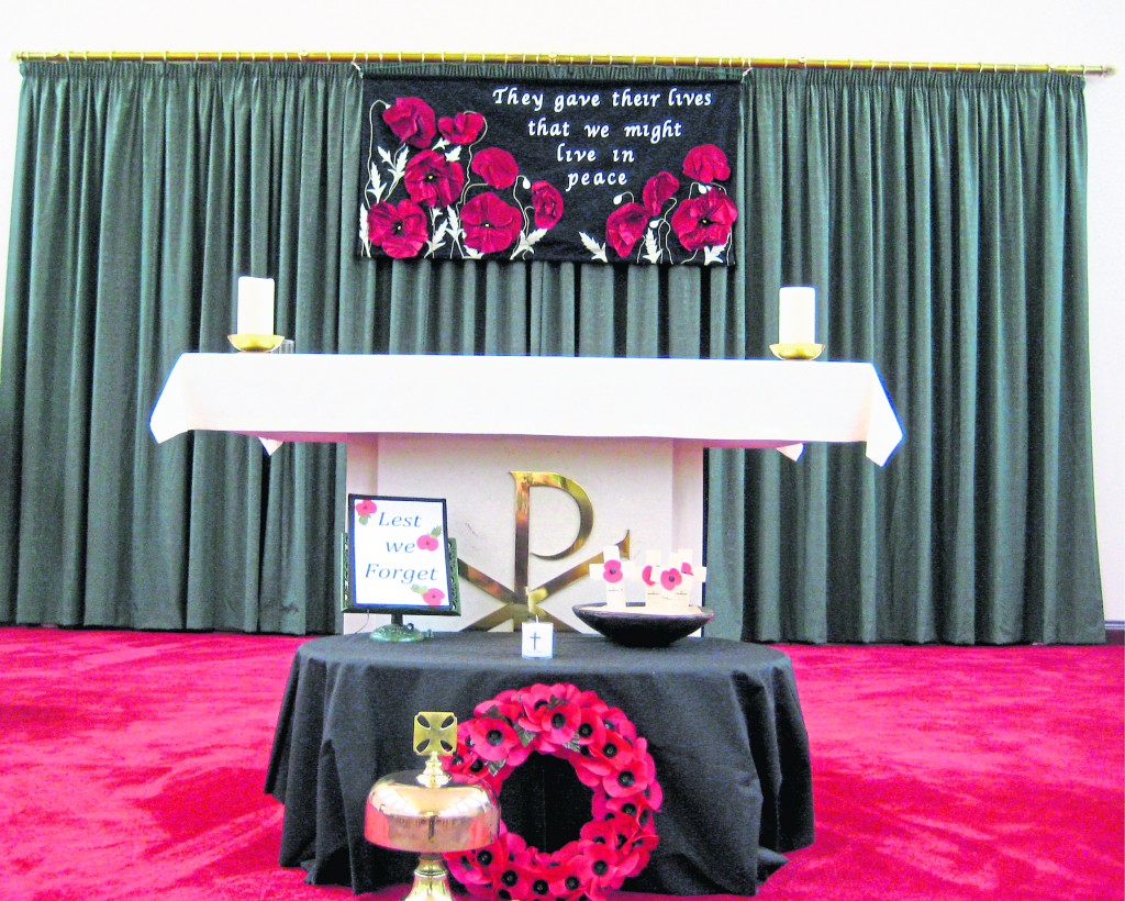 The banner in position behind the Alter