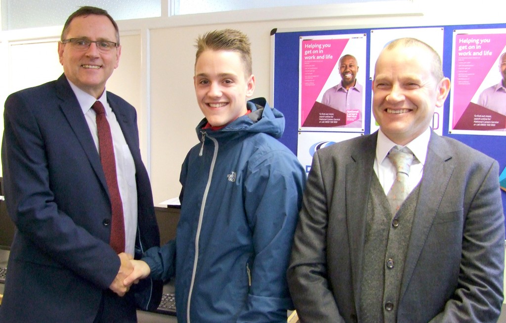 Sedgefield MP Phil Wilson and DISC CEO Paul Townsley meet young jobseeker Callum Savage at the WOW Job Club (2)