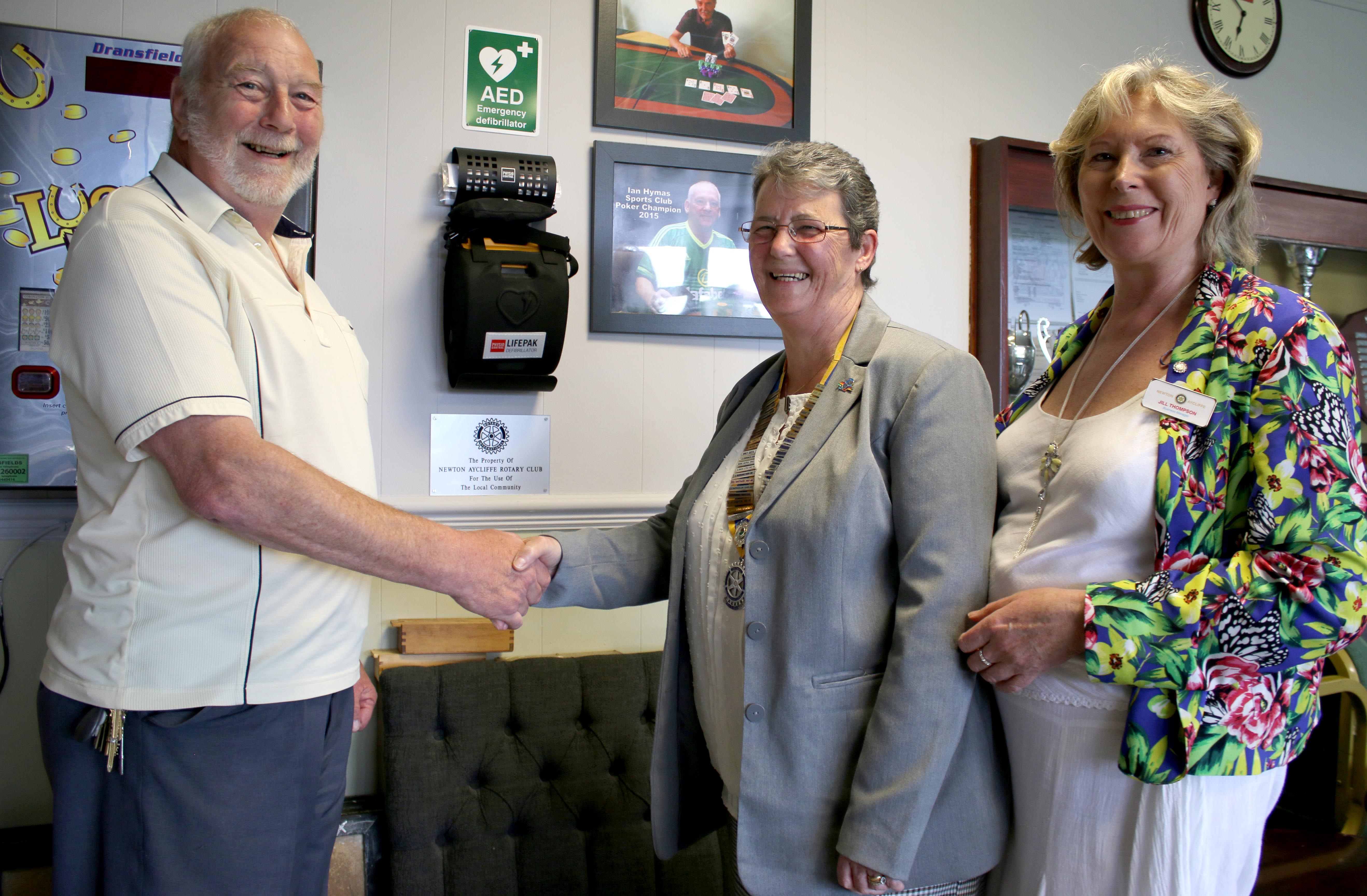 Rotary Club Defibrillator Transferred to Moore Lane Sports Club