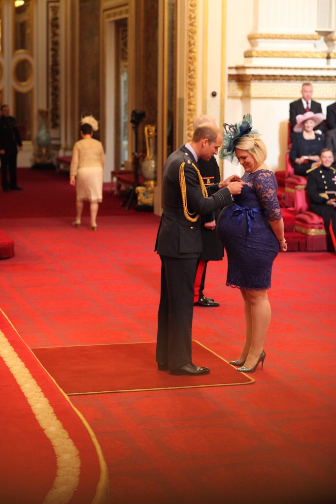 Mrs Sara Davies from Billingham is made an MBE (Member of the Order of the British Empire) by The Duke of Cambridge at Buckingham Palace. PRESS ASSOCIATION Photo. Picture date: Tuesday October 11, 2016. See PA story ROYAL Investiture. Photo credit should read: Jonathan Brady/PA Wire