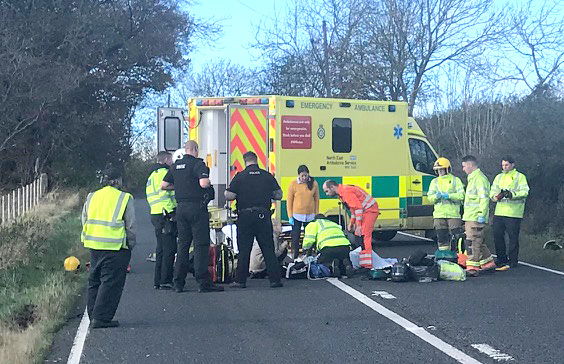 Air Ambulance at Heighington Accident