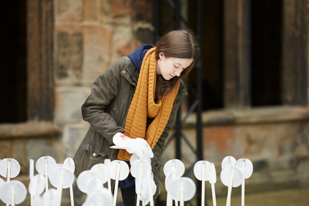 Entre Les Rangs by Rami Bebawi / Kanva, part of Lumiere Durham 2017, produced by Artichoke and commissioned by Durham County Council. Photo: Matthew Andrews