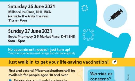 County Durham walk-in Covid vaccination clinics open this weekend