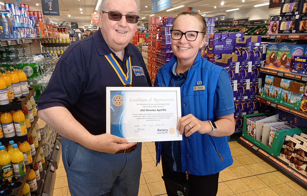 Rotary Great Aycliffe Thank Aldi