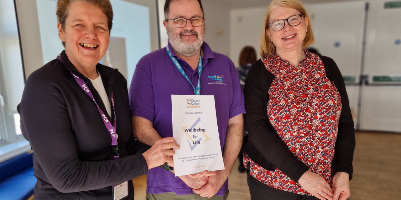 County Durham Wellbeing service recognised for quality volunteer experience