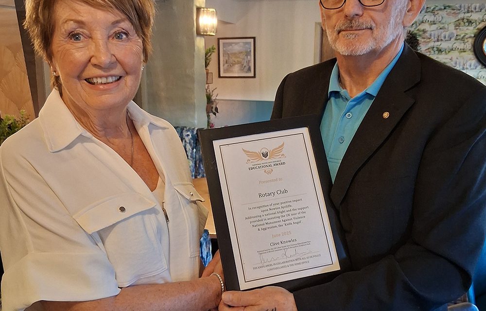 New Member and Award for Rotary Newton Aycliffe